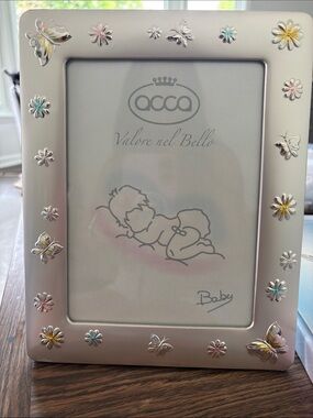 ACCA Valore nel Bello Silver Baby Picture Frame with Floral & Butterfly Accents